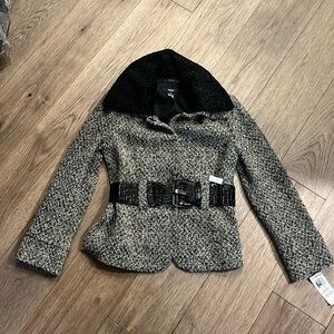 NWT ALFANI tweed blazer jacket with belt, size 2P